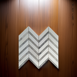 กระเบื้องโมเสคหินอ่อนสีขาวดีไซน์ฝรั่งเศสสมัยใหม่แผ่นบั้งแคลไซต์หรูหราพุ่มไม้ทุบกราฟิกสำหรับใช้ในอพาร์ตเมนต์ - Product Image 1