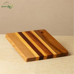Tabla de Cortar Cuadrada de Madera de Acacia con Diseño de Rayas Naturales, 1.5 cm de Grosor, Ecológica y Duradera - Product Image 2