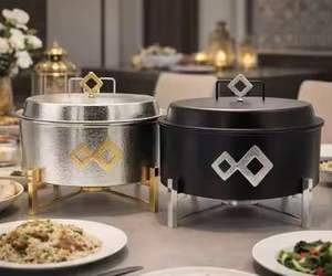 Juego de Cazuelas de Cobre Martillado de Lujo con Tapa, Olla para Servir con Aislamiento de Acero Inoxidable, Utensilios de Cocina para Mesa de Comedor - Product Image 6