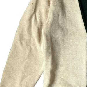 Men's Cream V-Neck Cardigan With Black Trim And <b>Yellow</b> Stripe Sleeve Full Sleeve Cotton Knit Sweater Autumn Wear - Product Image 4