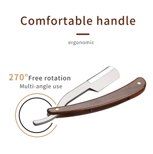 Rasoir de barbier professionnel vintage en acier inoxydable pour la coupe de la barbe, rasoir à lame unique personnalisé avec manche en bois, vente en gros - Product Image 3