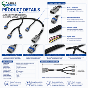 Faisceau de câblage personnalisé pour injecteurs de carburant automobiles avec gaine tressée et connecteurs Delphi/AMP pour systèmes moteur - Product Image 3