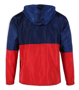 <b>Men's</b> Color Blocking Windproof Hooded <b>Racer</b> <b>Jacket</b> Zipper Closure Regular Sleeve Autumn Sporty Style Red Blue White - Product Image 3