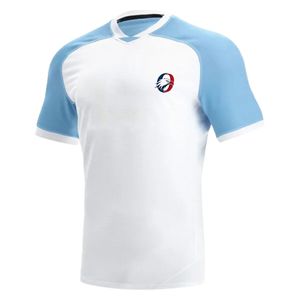 Maillot de rugby raglan bleu clair à manches courtes, uniforme d'équipe, tenue de sport, vêtements d'entraînement, vêtements de jeu en plein air - Product Image 1
