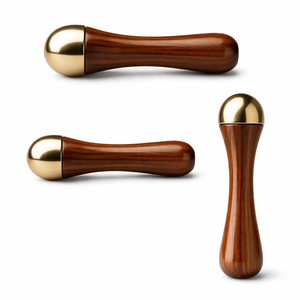 Varita Kansa con mango de madera, cúpula de acero inoxidable pulido grabada, herramienta de masaje facial ayurvédica, masajeador facial para el cuidado de la piel y relajación - Product Image 3