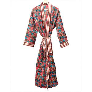 Camisón de una Pieza para Mujer, Casual, Verano, Estampado Floral, Cuello en V, Cierre con Cinturón, Largo, Transpirable, Ligero, de Algodón - Product Image 5