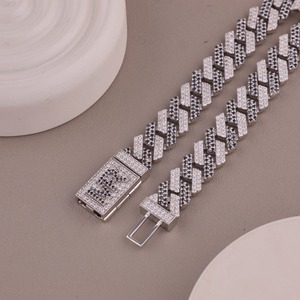 Pulsera de Oro Sólido de 10K con Moissanita Blanca y Negra, Estilo Cubano, Dos Tonos, Lujo Hip Hop para Hombre, Satani Brothers - Product Image 3