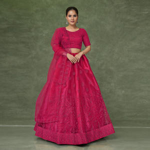 Lehenga Choli Radiant Net con Delicados Motivos Bordados, Falda Voluminosa y Transparente Dupatta, Ideal para Bodas, Diwali y Playa - Product Image 1