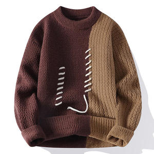 Suéter de Punto Grueso Acrílico Transpirable para Hombre, Cuello Redondo, Color Azul Claro, Manga Larga, Estilo Casual, con Logotipo Frontal - Product Image 4