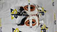 Ensemble de boxe Fly neuf et professionnel : Gants en cuir, protège-tête et protège-glandes, respirant et durable, blanc et orange