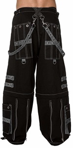 Pantalon Harem Style Punk pour Hommes Noir Rouge Multiples Poches Fermeture à Cordon Élastique 100% Coton Vêtement d'été Haute Qualité - Product Image 4