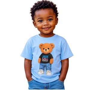 Camiseta Azul de Manga Corta con Cuello Redondo para Niños Pequeños, Informal, para el Día a Día, para Jugar, Ir a la Escuela, Ropa Cómoda para Niños - Product Image 1