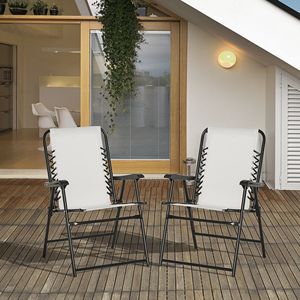 Set di 2 Sedie Pieghevoli da Esterno Bianco Crema, Portatili con Braccioli per Patio, Piscina, Spiaggia, Pesca, Sedia da Pesca Resistente - Product Image 2