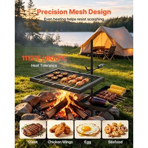 Griglia Girevole Pieghevole per Falò Resistente - Griglia BBQ Portatile in Acciaio a Doppio Strato con Rotazione a 360 Gradi - Product Image 4