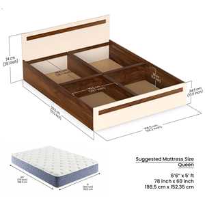Cama Moderna con Plataforma Maltein Tamaño Queen con Diseño de Paneles de Madera - Product Image 6