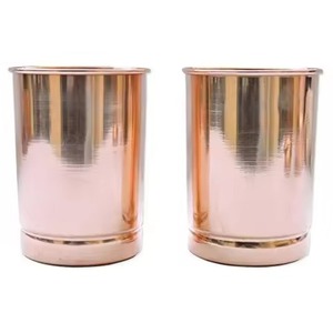 Juego de Vasos de Cobre con Base Escalonada, Pulidos, Ecológicos, Portátiles, de 350 ml, para Decoración Minimalista de Mesa, Oficinas y Hostelería - Product Image 1