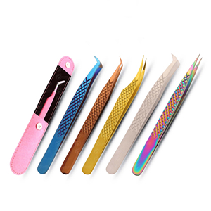 Pinzas para Extensión de Pestañas de Marca Privada Personalizadas, Finas, Rectas, con Punta de Fibra, Agarre Fuerte, Acero Inoxidable, Herramienta de Belleza - Product Image 1