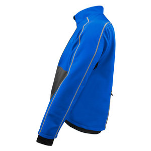Men's Blue Gray Color Blocking Fleece Jacket Windproof Stand Collar Zipper Closure Sporty Style Autumn Wear - Product Image 3