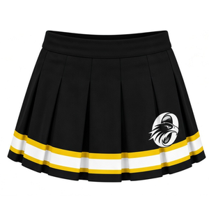 Ensemble uniforme de cheerleading imprimé noir et jaune pour adultes, chemise à manches courtes, jupe plissée, tenue de sport d'équipe pour entraînement et performance - Product Image 4