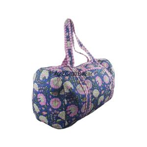 Bolsa de Viaje de Hombro Acolchada de Algodón Orgánico 100% Hecha a Mano, Estilo Vintage, con Dos Asas, Diseño Multicolor y Cierre de Cremallera - Product Image 4