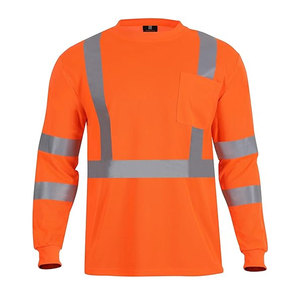 Chemise de travail à manches longues haute visibilité avec logo personnalisé, uniforme de sécurité réfléchissant, jaune fluorescent, polyester, certifiée EN/CE - Product Image 2