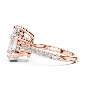 Rose Gold Pear Cut Lab Grown Diamond Engagement <b>Ring</b> with Hidden Halo <b>Split</b> Shank Bridal <b>Ring</b> - Product Image 2