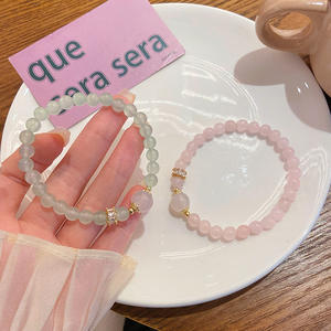 Bracelet en cristal de quartz rose de 6 mm mignon pour les étudiants, style romantique - Product Image 3