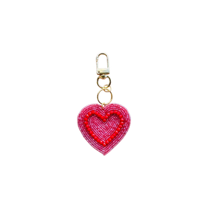 Cute Handmade Crystal Woven Heart Keychain Pink Red Embroidered Waterproof <b>Bag</b> <b>Charm</b> Gold Hardware Fashion Key Ring Women Girls - Product Image 2