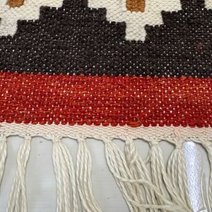 Tapis artisanal en laine écologique à poils ras, motif abstrait, multicolore, pour salon et décoration intérieure - Product Image 6