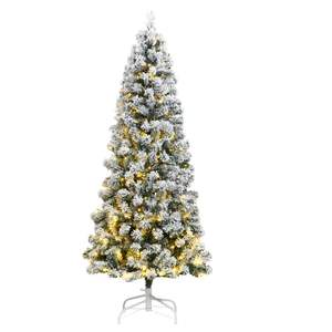 Albero di Natale Artificiale Pieghevole con 300 LED e Neve Sintetica, 210 cm - Product Image 1