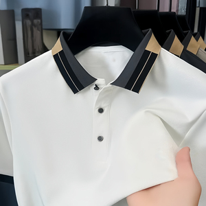 Chemises décontractées pour hommes de haute qualité, manches courtes, col roulé, tricotées, 100% coton, séchage rapide, design uni - Product Image 1