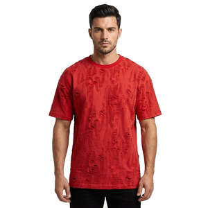 Men Distressed Summer T Shirts Summer Short Sleeve Crew Neck Distress Tee Shirt Men's Summer Fashion Distressed <b>TShirts</b> Mens - Product Image 1