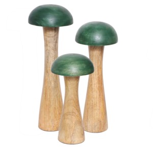 Handcrafted Green Wooden Mushroom Sculpture Home <b>Decor</b> Accent - Aqdus Saleem - Product Image 3