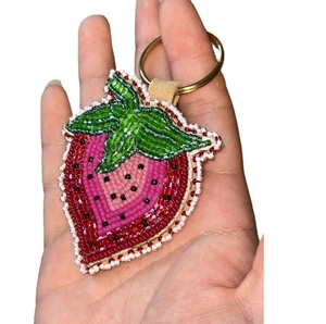 Multicolor Glass Seed Bead Embroidery Keyring Handmade Gift Item Boho Style Handmade Glass Bead Embroidery <b>Key</b> <b>Chain</b> for Women - Product Image 1