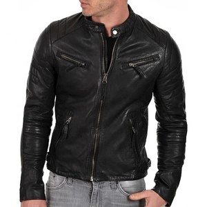 Top Selling Genuine Sheepskin Leather Bomber <b>Jacket</b> Custom Men Motorcycle Brown Vintage <b>Quilted</b> Plaid <b>Pattern</b> Winter - Product Image 5