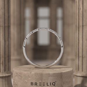 14K Solid Gold Lab Grown Diamond Baguette Ring Minimal Linear Eternity Band Slim Stackable Wedding Jewelry - Product Image 6