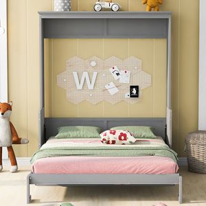 Letto a scomparsa matrimoniale grigio con comodo ripiano - Product Image 4