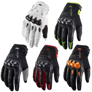Gants de moto unisexes en cuir véritable blanc, noirs, pour la course sur route, la moto, la protection des poignées, l'été, les activités de plein air, le ski, décontractés - Product Image 4