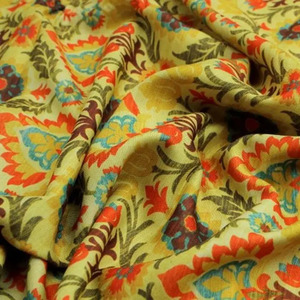 Tela de Viscosa y Rayón Ligera, Ecológica y Orgánica con Estampado Floral Geométrico Abstracto en Tono Azul Marino para Abrigo Tipo Gabardina, Informal para Niñas/Mujeres - Product Image 1