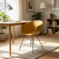 Chaise de salle à manger ergonomique moderne en plastique avec base en fil métallique pour bureau à domicile