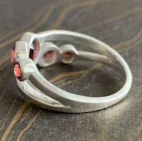Designer <b>Garnet</b> Gemstone Handmade 925 <b>Silver</b> Plated Oval Shape Double Band Bohemian Engagement <b>Ring</b> with Bezel Setting - Product Image 4