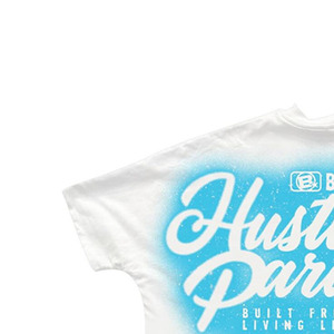 <b>Men's</b> White Oversized T-Shirt Hustler's Paradise Print Formal Short Sleeve <b>Turtleneck</b> 100% Cotton Jersey Eco-Friendly - Product Image 2