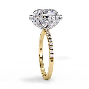 Anillo de Compromiso de Diseño Único en Oro Amarillo de 14K con Diamante de Corte Cojín de 2.5 CT, Certificado IGI, Diamante Cultivado en Laboratorio, Regalos de Aniversario y Boda - Product Image 3