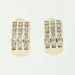 Pendientes de Aro de Moissanita, Plata de Ley 925, Chapados en Oro, Diseño de Diamantes de Varias Filas, Joyería de Lujo para Mujer - Product Image 1