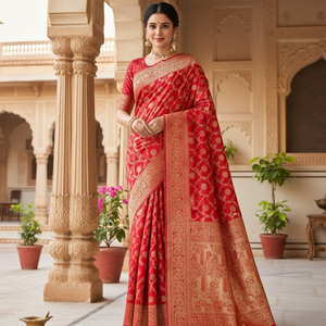 Tela de Saree de Satén Mashru Puro de la Mejor Calidad |   Ropa Festiva de Lujo de Seis Yardas |   Nueva Colección de Diseñador a Precio de Mayoreo - Product Image 2