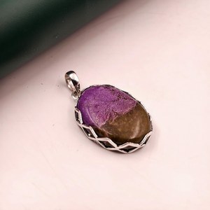 Purpurite Gemstone Vintage Gold Plated Sterling Silver Pendant Designer Engagement Jewelry Statement Gift for Her Wholesale - Product Image 4