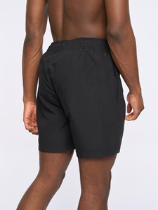 Men's Solid <b>Black</b> Board Shorts Quick Dry Drawstring Casual Swimwear Mid Waist Short Length Woven Polyester - Product Image 5