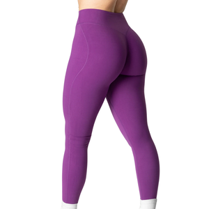 Leggings de yoga pour femme à taille ultra haute, effet froncé aux fesses, contrôle du ventre, extensibles, sculptants, pour la gym et l'entraînement, vêtement de sport violet - Product Image 3