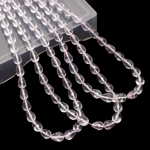 Perles de Briolette facettées en forme de goutte d'eau en améthyste rose naturelle AAA+ 5x8mm-7x10mm, pierres semi-précieuses pour bijoux - Product Image 5
