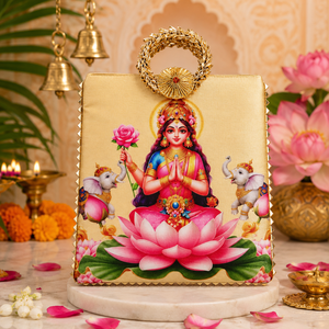 Sac fourre-tout festif en soie pour femme, motif déesse spirituelle, sac ethnique imprimé, cadeau de mariage indien, sac de retour de mariage, sac de créateur - Product Image 4